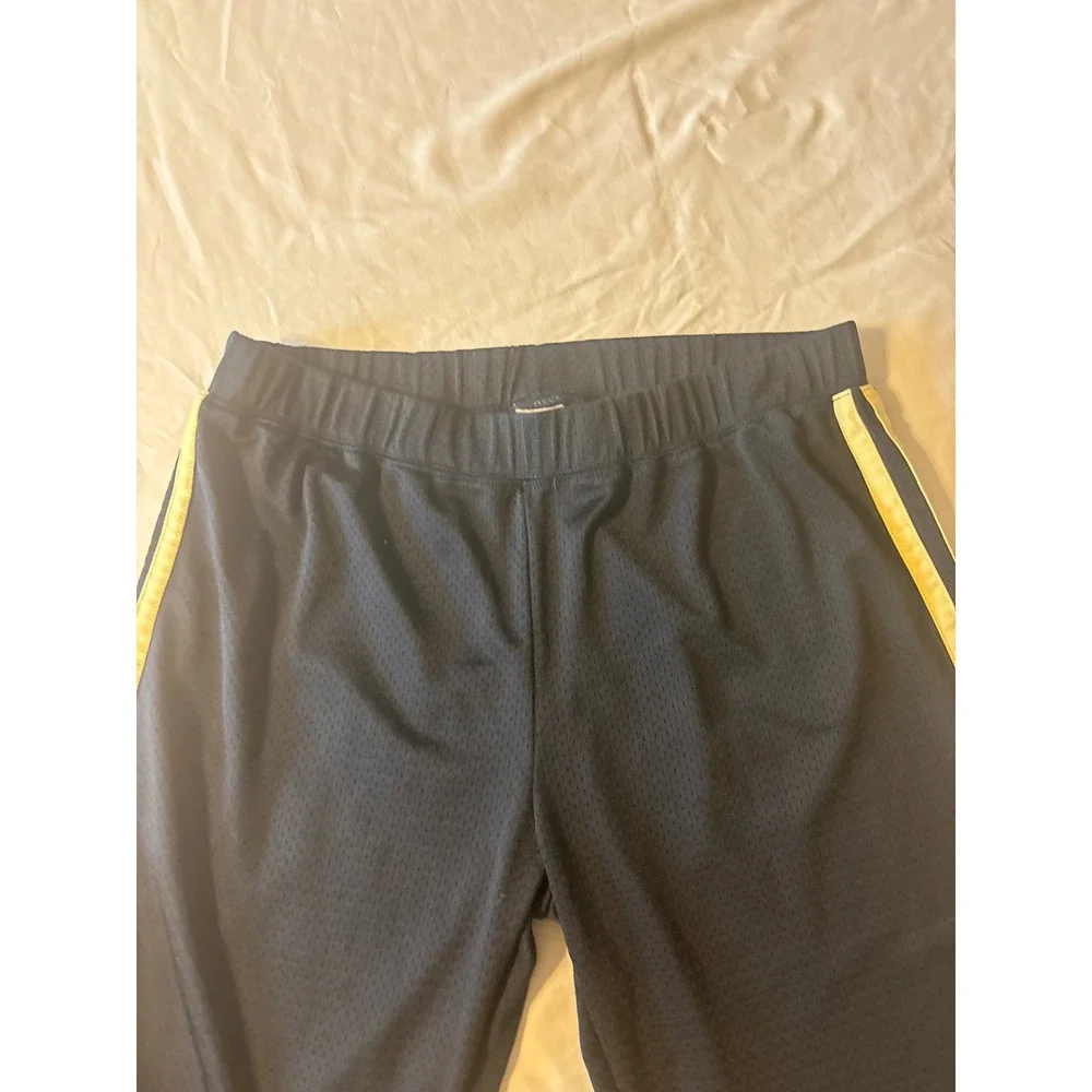 Nike Mesh Track Pants Boys M Navy Blue Excellent‎ Yellow Stripe Swoosh Athletic